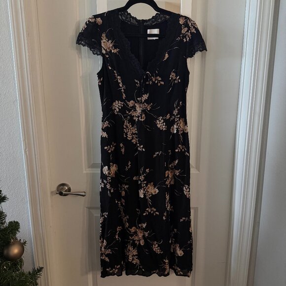 Reformation Floral Lace Trim Midi Dress – Size 10 - Picture 1 of 6